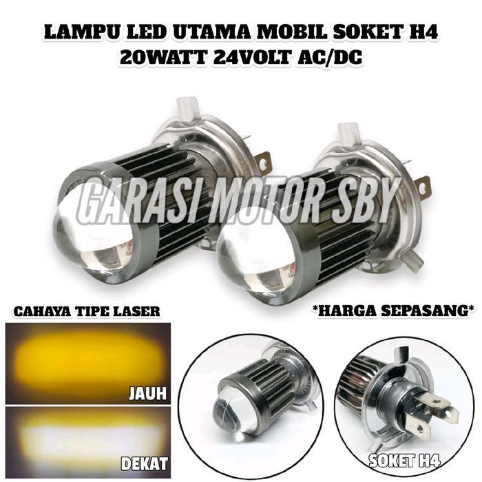 Legend Motor Shop - HARGA SEPASANG Lampu LED Utama Mobil Soket Lampu H4 2 Warna AC/DC 24VOLT