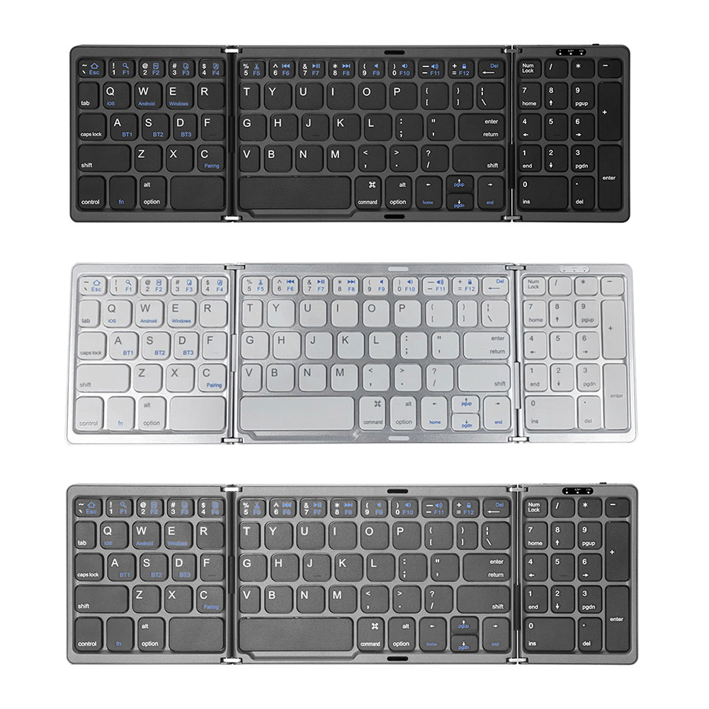 Bluetooth-Compatible Keyboard Foldable Keyboard Type-C Rechargeable 81 Keys Touchpad Keypad for IOS 