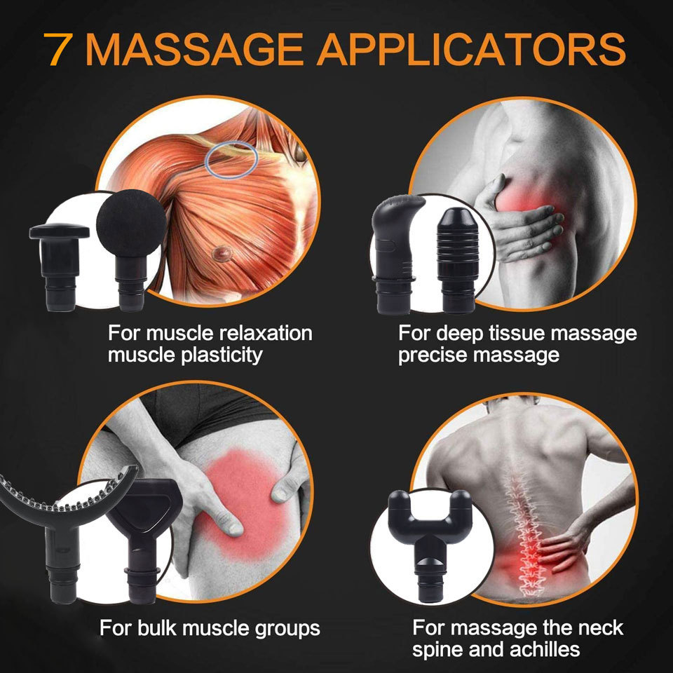 30 Speed 6 Heads Neck Pain Massager Deep Tissue Muscle Massager Relax Body Massage Gun LCD Display F
