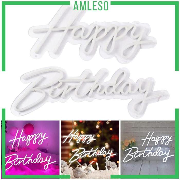 Lampu Neon Tulisan Happy Birthday Untuk Dekorasi Dinding Wife Parents