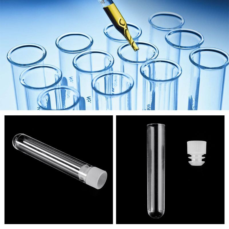 10Pcs Clear Plastic Test Tube With 12x60mm U-shaped Bottom Long Test Tube Lab Supplies Y98A