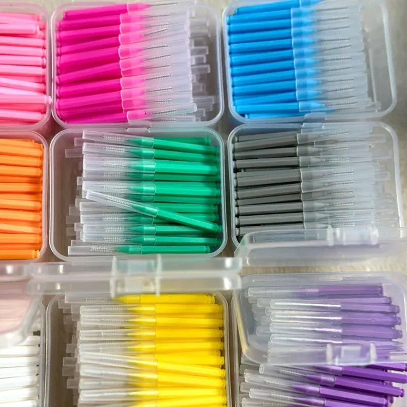 80 Pcs/Box I-type push pull interdental brush 0.6-1.5Mm Cleaning