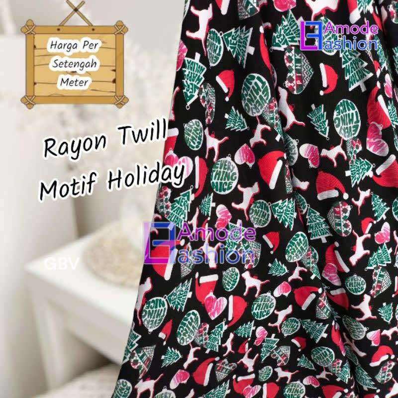 Kain Rayon Twill Motif Holiday