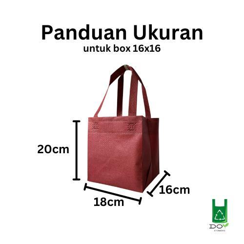Tas Spunbond Box Kue dan Nasi Kotak 18x18 - 22x22 Tas Kain Kotak Kue