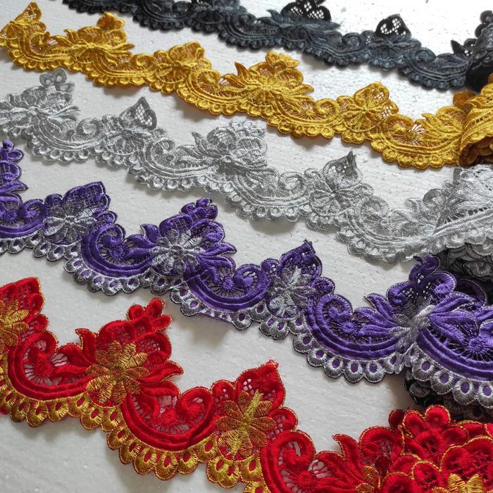 jq41- Renda Bordir Meteran Gamis Kaftan Kebaya Tari Gunung Mas