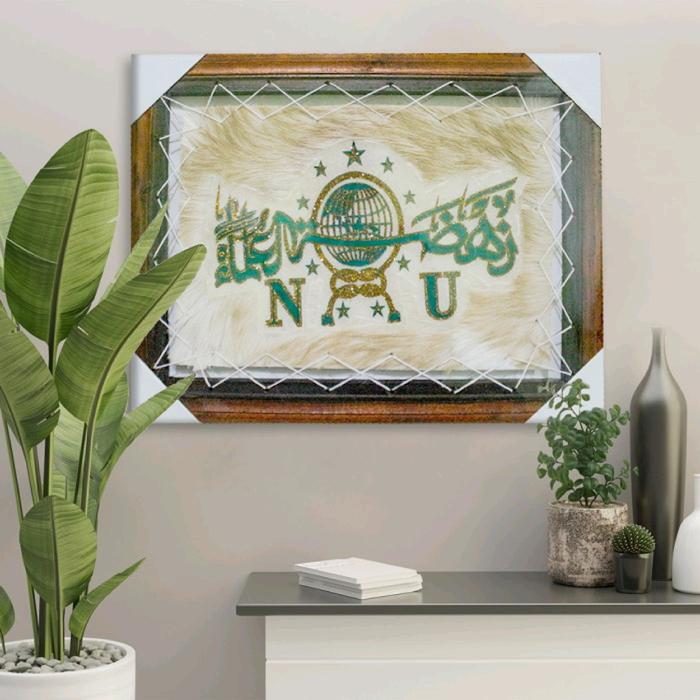 KALIGRAFI LAMBANG NU LOGO NU 45X35 cm asli dari kulit kambing Kayu Plastik