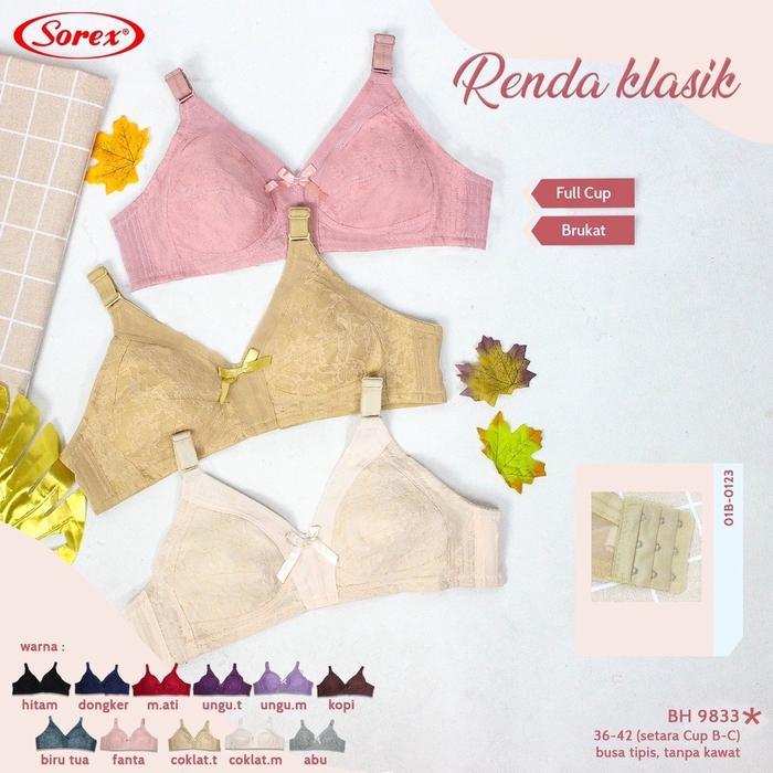 havr- Paket Isi 3 Pcs Sorex 9833 Bra Bh Renda Brukat Big Cup Jumbo Tanpa Kawat Art Full