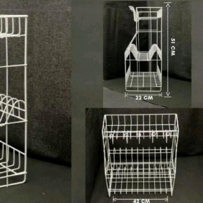 8x05- Rak Piring Gelas Gantung Kawat Putih 3 Susun/ Rak. Piring. Wastafel. 3. Susun