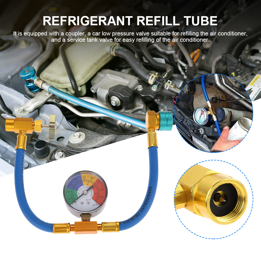 R1234YF Car Refrigerant Charging Pipe 14mm Low Side Quick Coupler AC Recharge Hose Refrigerant Gas