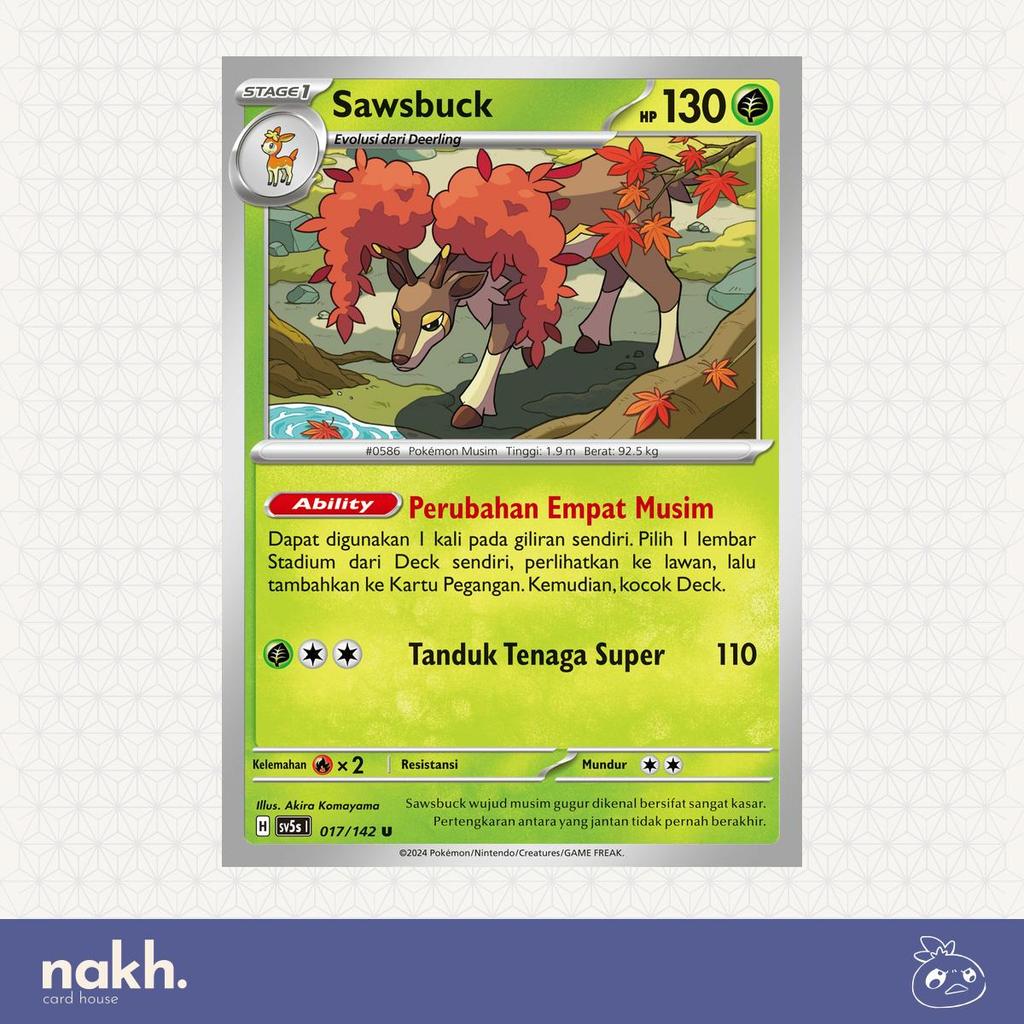 Kartu Pokemon TCG Indonesia Paradoks Andalan sv5s 017/142 Sawsbuck