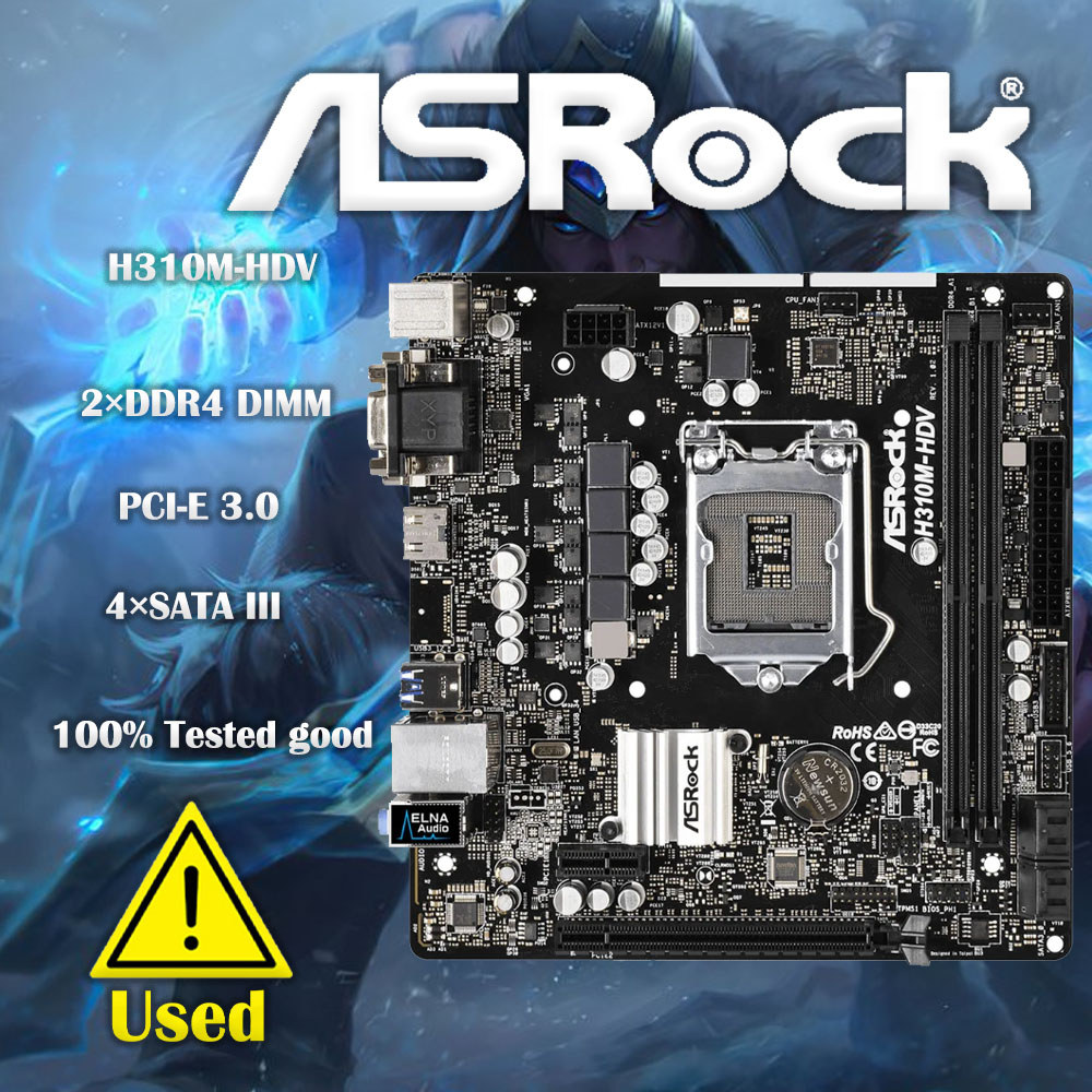 Used ASROCK H310M HDV ITX Desktop Motherboard Intel H310 LGA1151 DDR4