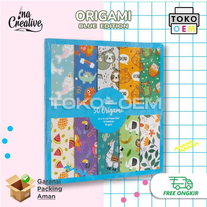 Kertas Origami Motif INA CREATIVE 16x16cm Bolak Balik Dua Sisi