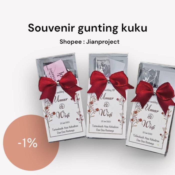 Isi 50pcs Souvenir Pernikahan Gunting Kuku Bunga