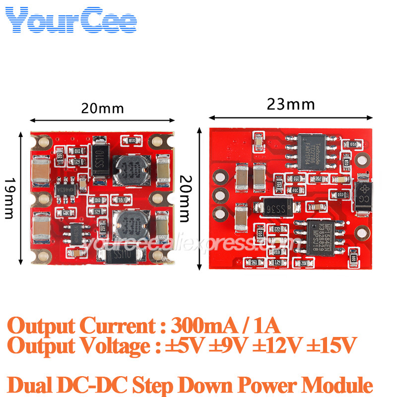 5Pcs/1Pc Dual Dc-Dc Step Down Buck Power Supply Module 300Ma 1A Dual 5V 9V 12V 15V Output 5V 9V 12V