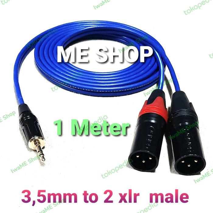 jack audio 3.5mm stereo cabang to 2 xlr canon male 3pin 1M original