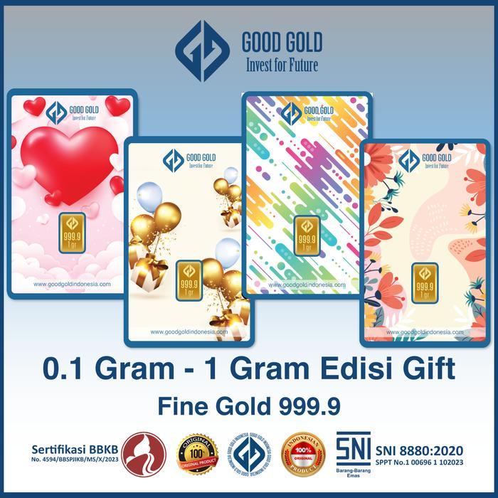Logam Mulia Good Gold 1 Gram Edisi Gift/ Emas Batangan 1Gr