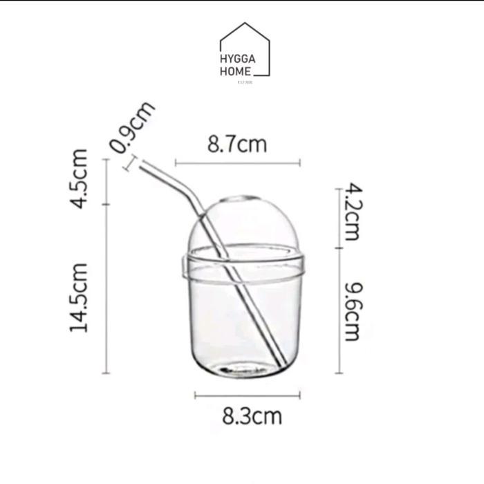 KOHANA Gelas Kaca Boba dengan Sedotan Lucu Estetik/Borosilicate Glass Boba Cup Minuman