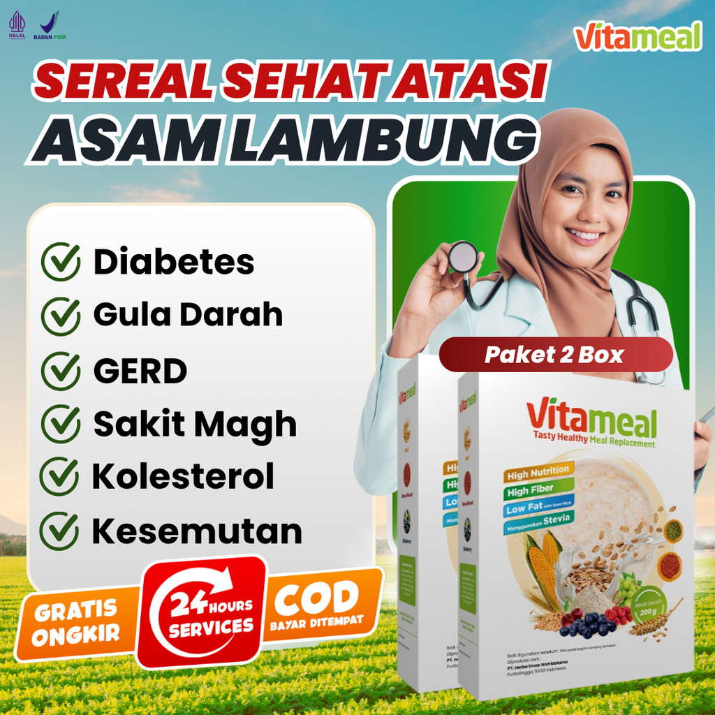 AMPUH 2 Box Vitameal Sereal Herbal Penurun Gula Darah Menormalkan Pankreas Alami Diabetes VITAMEL GE