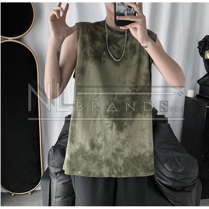 SINGLET LEKBONG PRIA MOTIF TIE DYE SHIRT KOREA MUSCLE TEES GYM PRIA WANITA