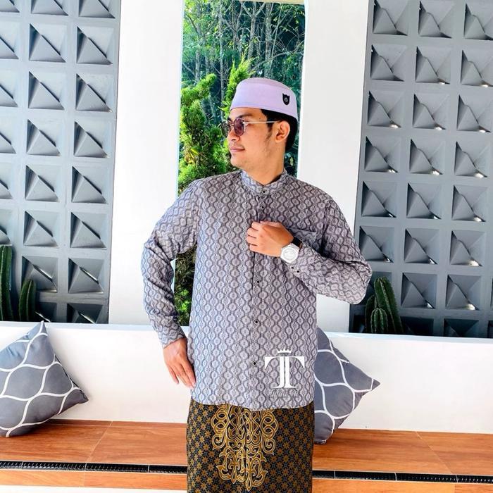 Kemko Muslim Pria Baju Koko Kemeja Motif Donggala Katun Jaguart Slimpit