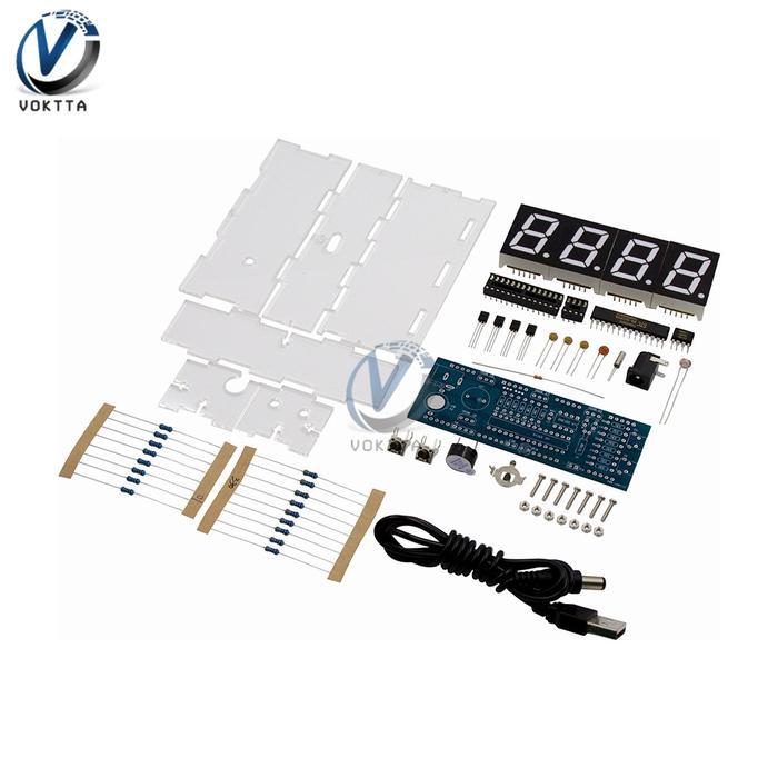 Electronic Clock Led Microcontroller Diy Kit Digital Clock Time Light Control Temperature
