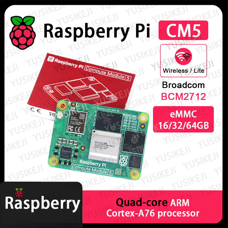 Original Raspberry Pi Cm5 Ram 2/4/8/16Gb Wifi Emmc16/32/64Gb Broadcom Bcm2712 Dual 4K+Hdr 800Mhz