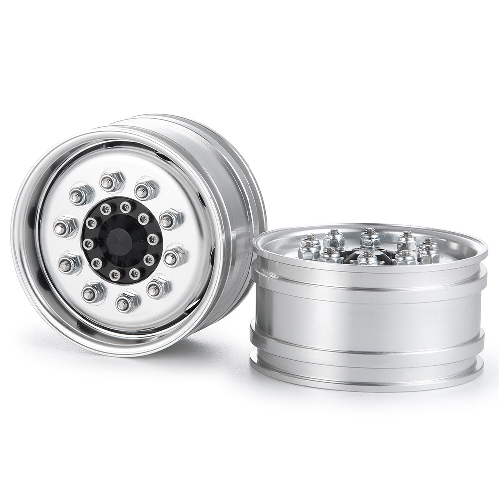 TRINOOD Tamiya Front Wheel Hub Aluminum Alloy Wheel Rims 10 Spokes for 1/14 Tamiya RC Climbing Trail