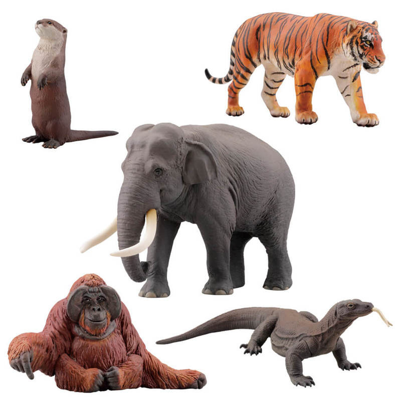 CAPSULE Q MUSEUM WILDBUSH Gashapon Toys Rhinoceros Zebra Tiger Chimpanzee Otter Varanid Action Figur