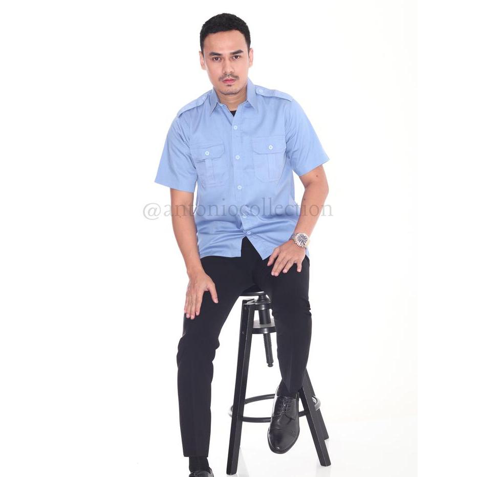 Promo Baju Pns Biru Muda Lengan Pendek , Baju Pdh Biru Muda , Baju Asn Biru Muda , Kemeja Lapangan
