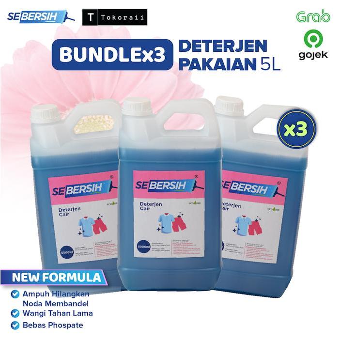 [Voucher] (BUNDLING) Sebersih Deterjen Cair 5 Liter - isi 3 (GOJEK/GRAB)