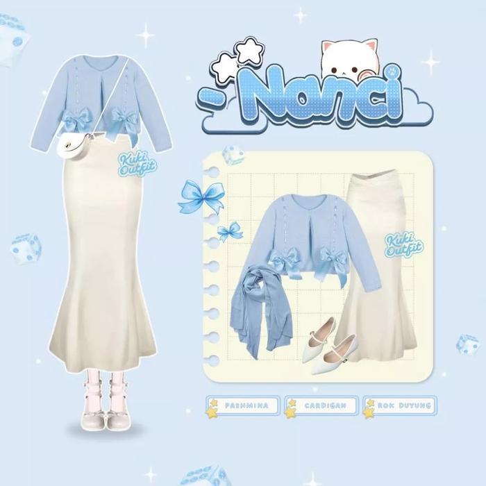 Terbaru - Stary Outfit Remaja Style (Cardigan, Hijab, Rok Susun) Outfit OOTD Liburan Perempuan