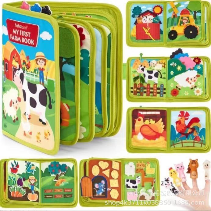 Papan Belajar Hewan Ternak - Buku Kain Flanel Edukasi 3D DIY - Busy Board Anak - Ukuran 28x21x6cm |0