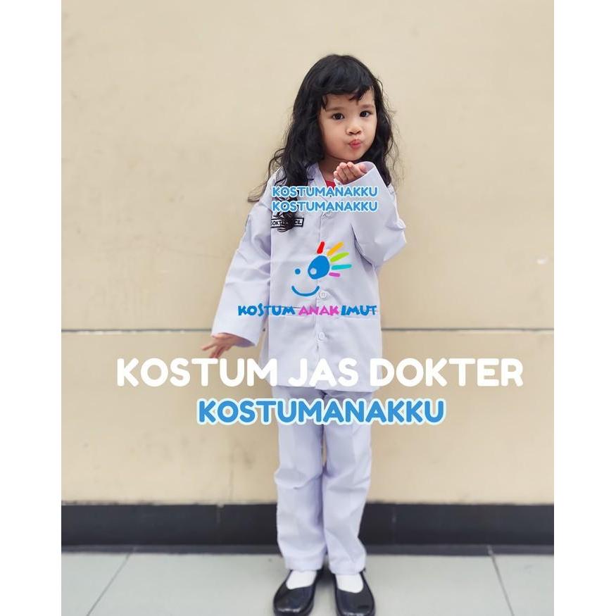 Kostumanakimut Kostum Dokter Anak Lengkap Dengan Celana-Baju Setelan Dokter Anak-Jas Dokter Anak
