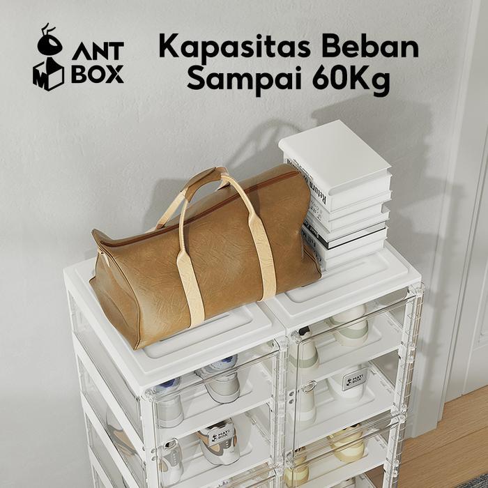 Antbox Rak Sepatu Susun / Lemari Sepatu Tertutup Pintu Magnet Bening Transparan / Rak Sepatu