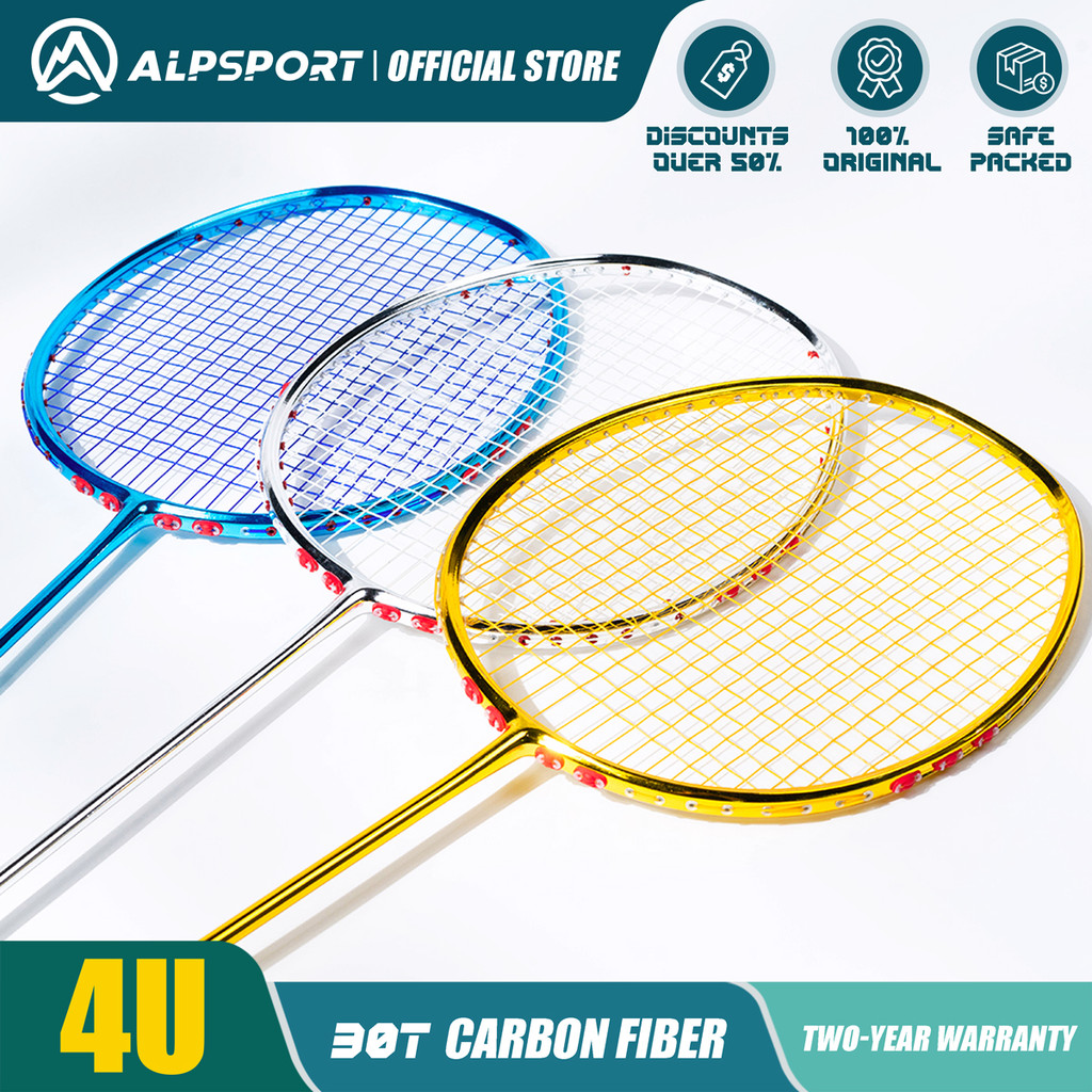 ALP DU 4U 82g Badminton racket MAX 32 lbs 100% Carbon Fiber with Dust-Free Plating Design Reket