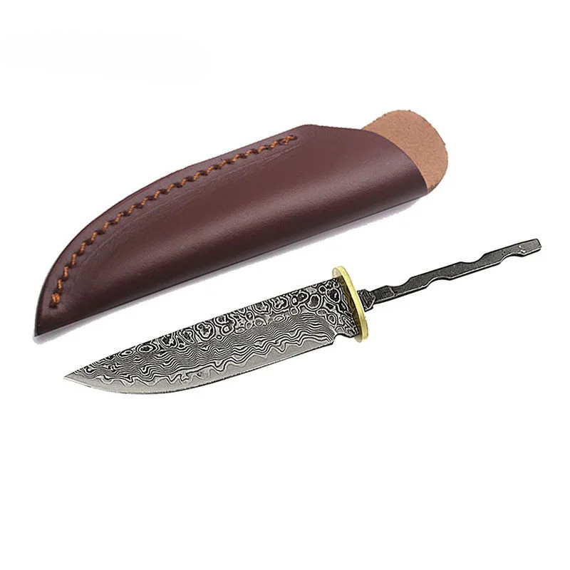 Dropship Damascus Steel Fixed Blade Knife Blank Prepared Products Insert DIY Semi-finished Abillets