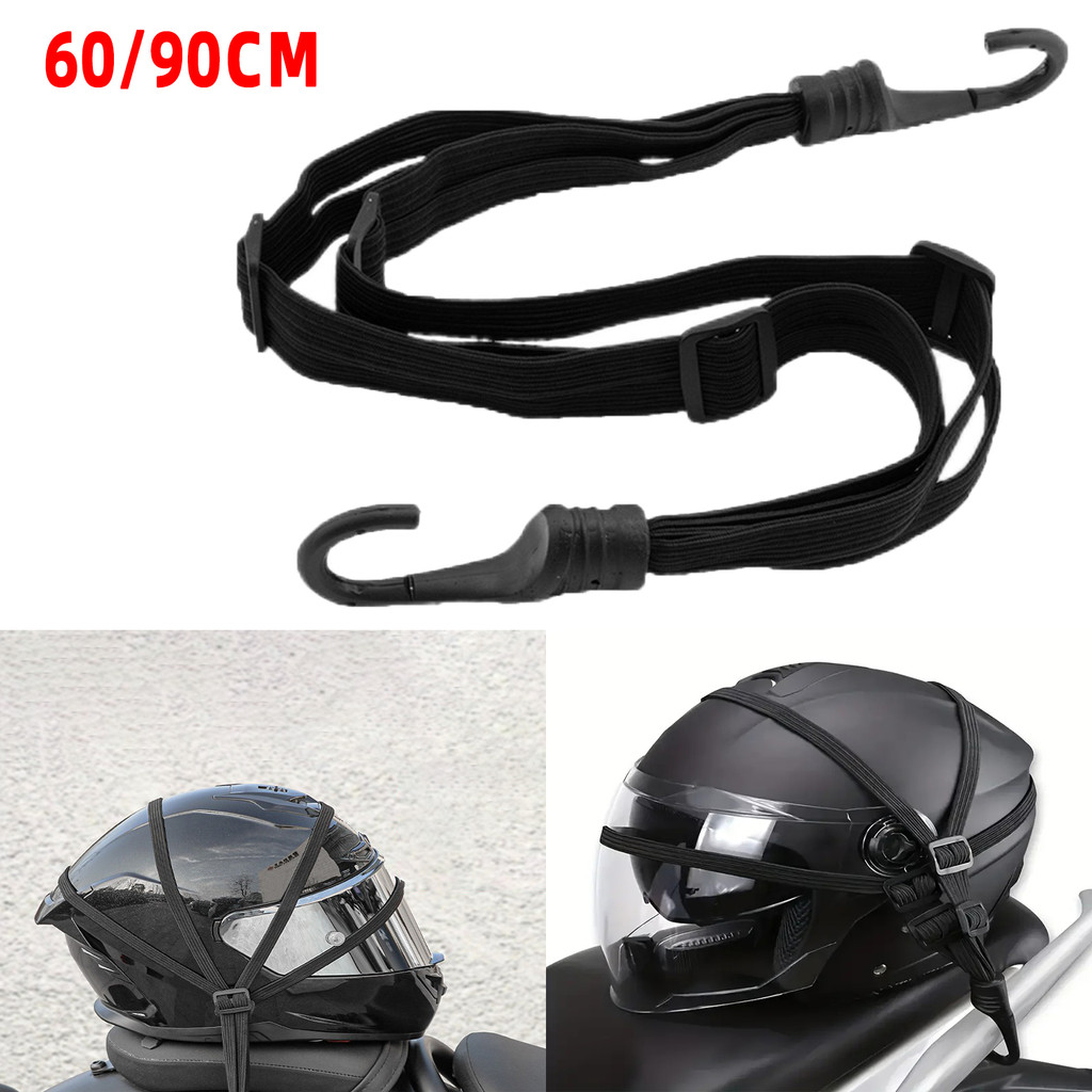 1PC 60/90cm Motorcycle Helmet Luggage Rope Bungee Cord with Safety Hook-Versatile Helmet Mesh Gear