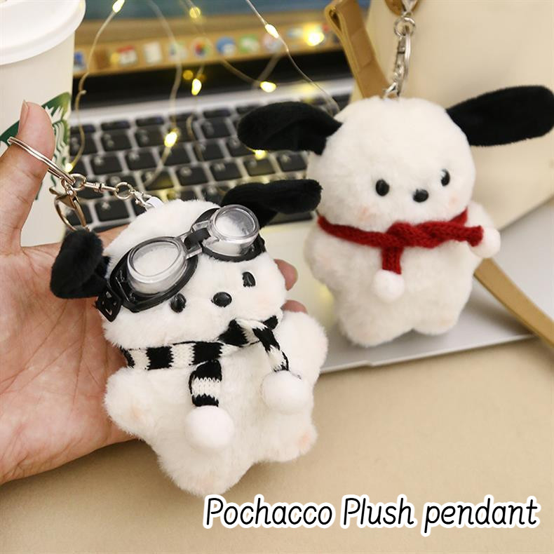Sanrio Pochacco Pilot Blush Swimming Goggles Doll Doll Keychain Girl Pericard Packaging Ornament