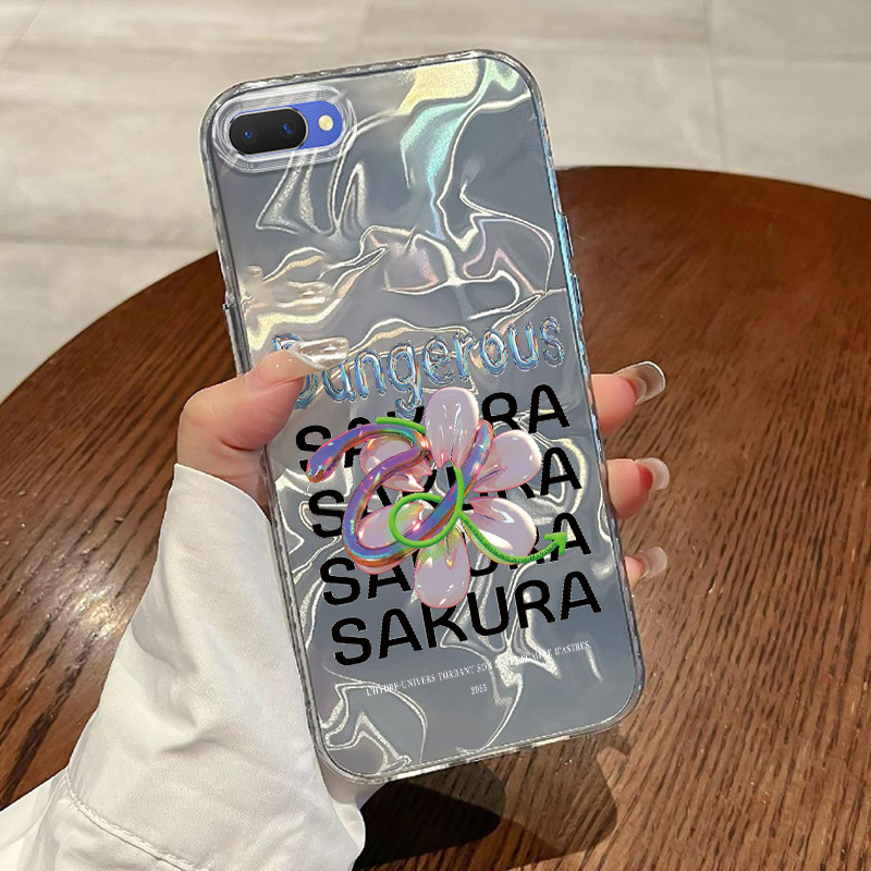 Casing Hp Untuk OPPO A5 A3s A12E Realme C1 Case Bunga tiga dimensi indah New Laser Kesing Transparan