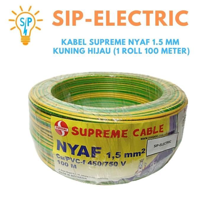 Kabel Supreme Nyaf 1.5 Mm Kuning Hijau (1 Roll 100 Meter)