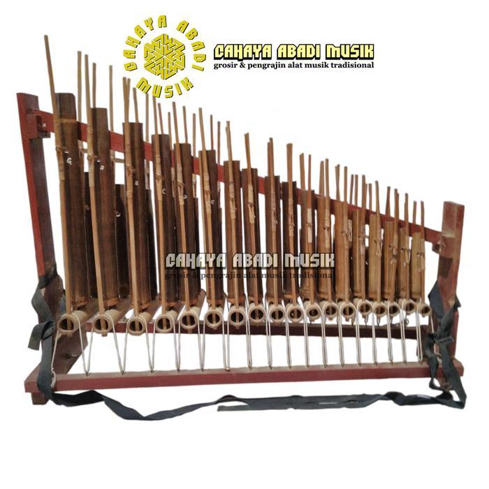 angklung toel pengamen piano bambu hitam 18 nada (G - C) 19 nada (F - C) di pukul Kayu