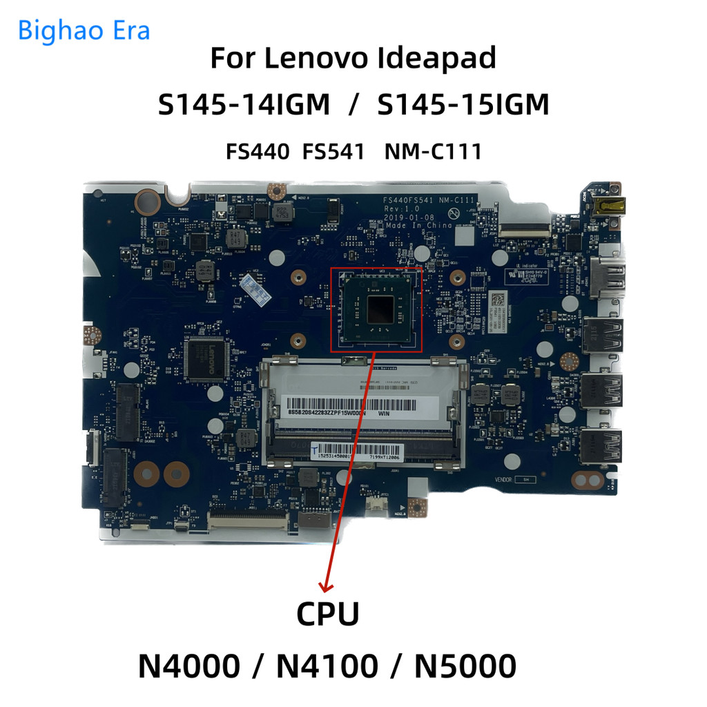 For Lenovo Ideapad S145-14IGM S145-15IGM Laptop Motherboard With N4000 N4100 N5000 CPU DDR4 FS440 FS