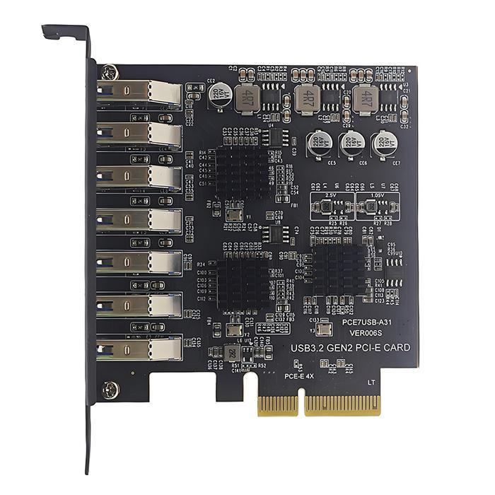 7 Port Usb 3.2 Gen2 10Gb Pcie Expansion Card Pci-E Pci Express X4 To Usb3.2 Hub Adapter Asm3142 Chip