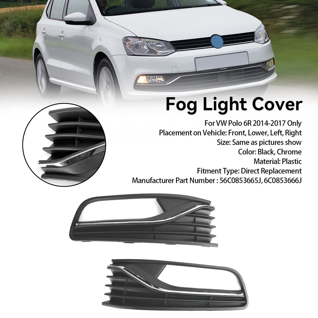 PROMO  Topteng Pair Front Bumper Fog Light Cover Grill Grille fit VW Polo 6R 2014-2017