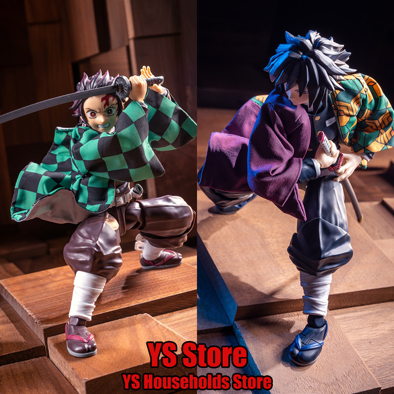 1/12 Kamado Tanjirou Flame Plaid Windbreaker Tomioka Giyuu Spout Matching Color Toy Accessory For