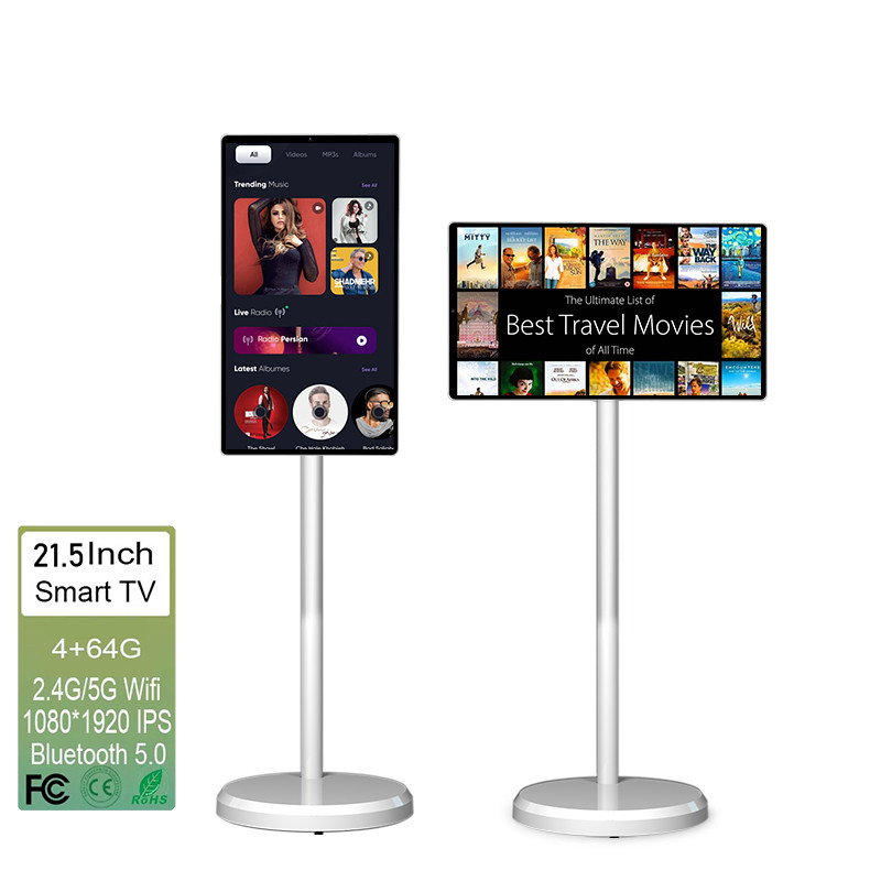 21.5 Inch Standby Digital Signage Touch Screen LCD Display 64GB Portable Smart TV For Tiktok Mobile