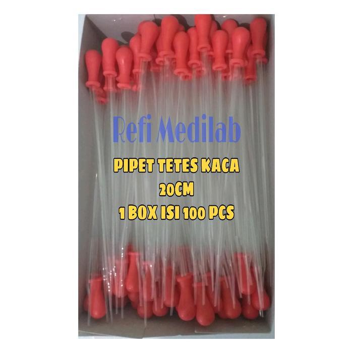 doni- Pipet Tetes Kaca Panjang 20Cm Karet Merah Isi 100Pcs/Box