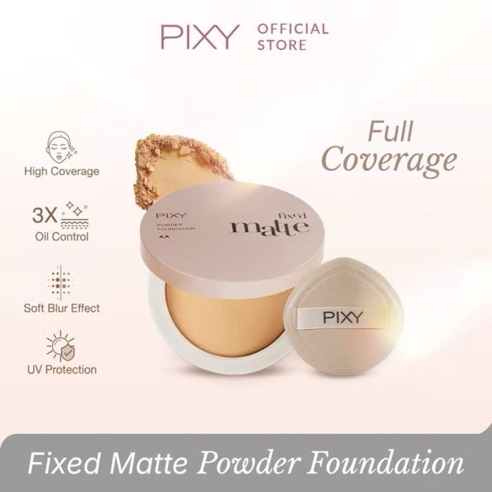0qrx- Pixy Fixed Matte Fowder Foundation - Foundation Powder Tahan Lama Dengan Perlindungan