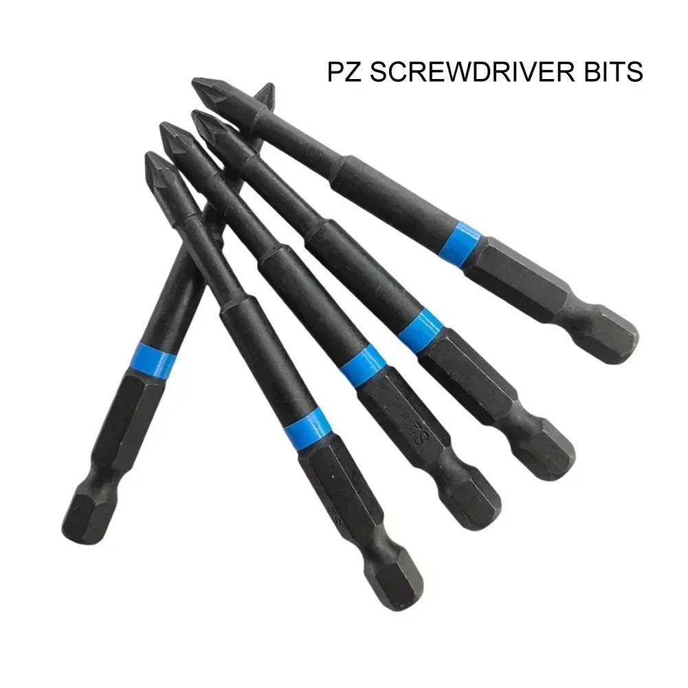 5Pcs PZ2 Impact Screwdriver Bits 75mm Pozidriv Screwdriver Set 1/4 Inch Hex Shank Magnetic PZ1 PZ2