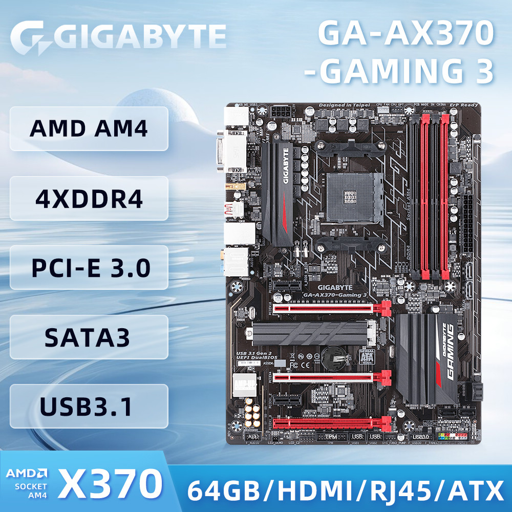 Gigabyte GA-AX370-Gaming 3 Motherboard AM4 Socket Supports Ryzen 7 1700x AMD X370 DDR4 32 GB HDMI M.